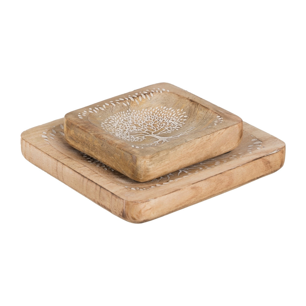 S/2 BANDEJAS BLANCO-NATURAL 15 X 15 X 2,50 CM