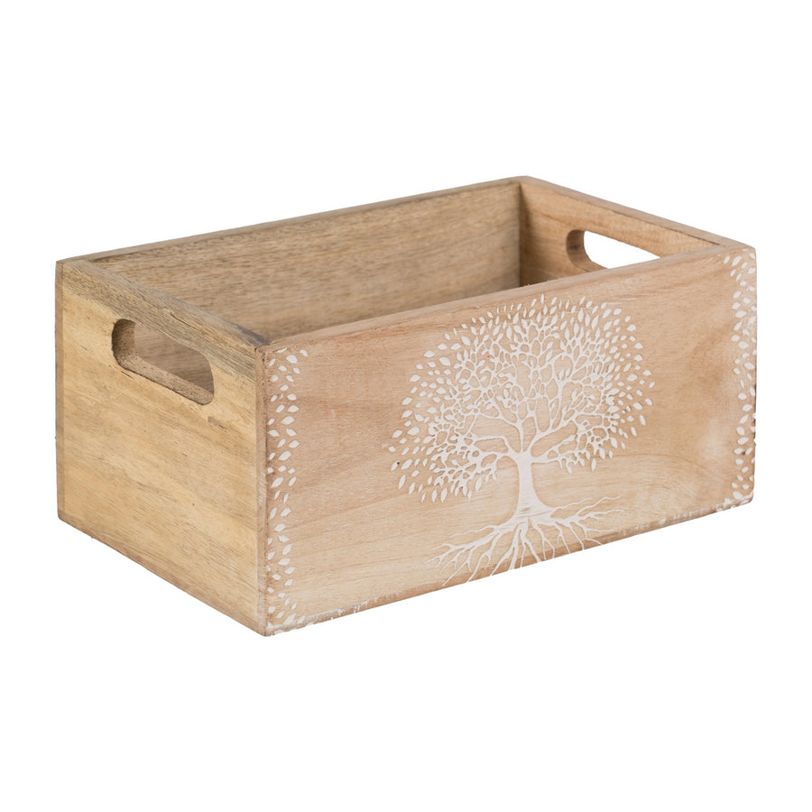 S/2 CAJAS BLANCO-NATURAL MADERA DE MANGO 24 X 16 X 11 CM