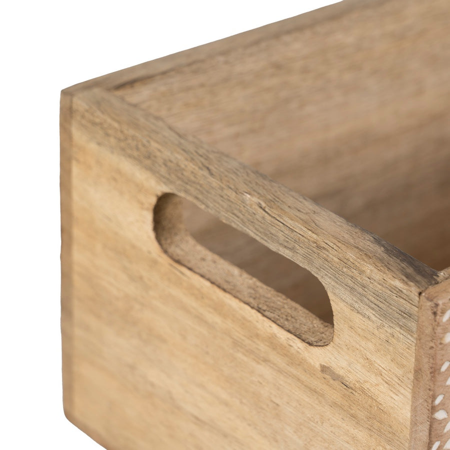 S/2 CAJAS BLANCO-NATURAL MADERA DE MANGO 24 X 16 X 11 CM