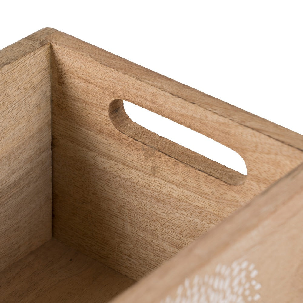 S/2 CAJAS BLANCO-NATURAL MADERA DE MANGO 24 X 16 X 11 CM