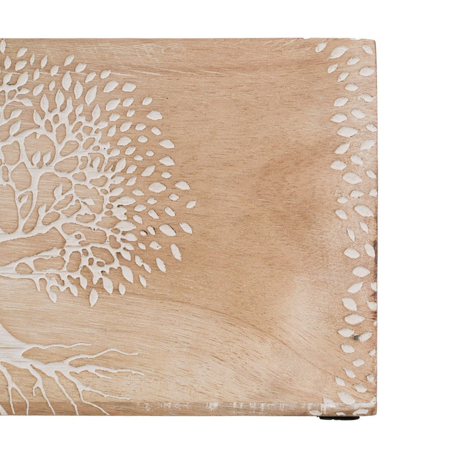 S/2 CAJAS BLANCO-NATURAL MADERA DE MANGO 24 X 16 X 11 CM