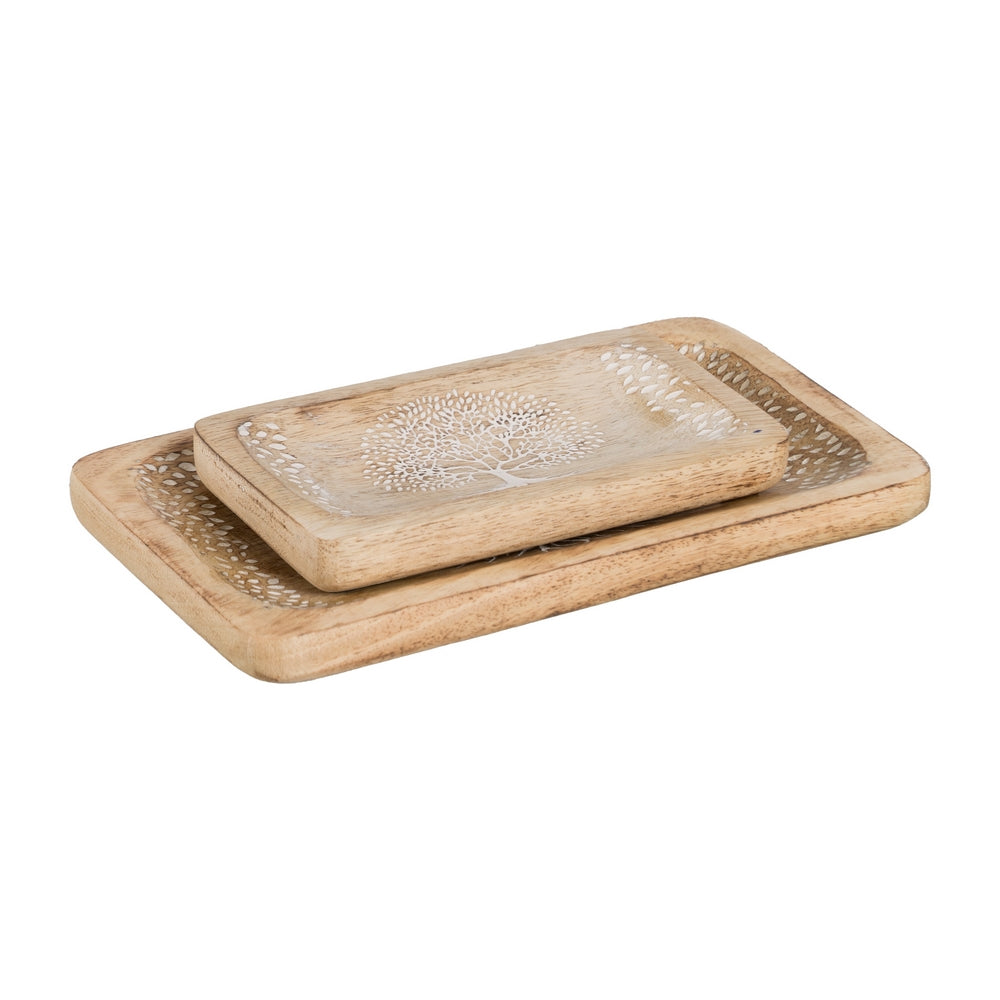 S/2 BANDEJAS BLANCO-NATURAL 25 X 15 X 2,50 CM