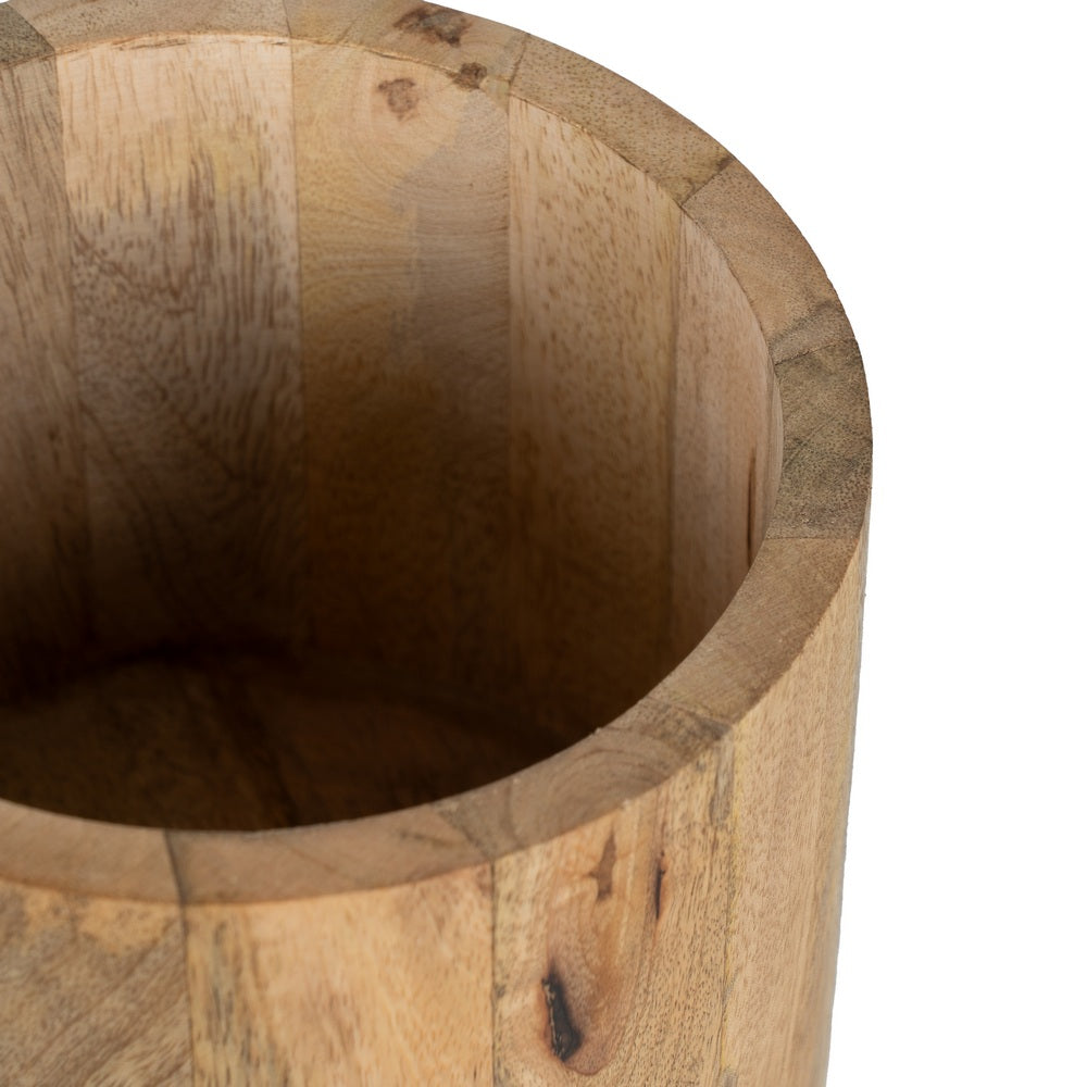 S/2 TARRO BLANCO-NATURAL MADERA DE MANGO 15 X 15 X 15 CM