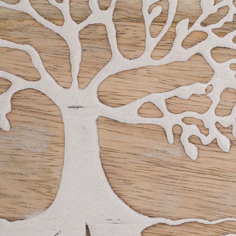 S/3 PLATO BLANCO-NATURAL MADERA DE MANGO 25 X 25 X 2,50 CM