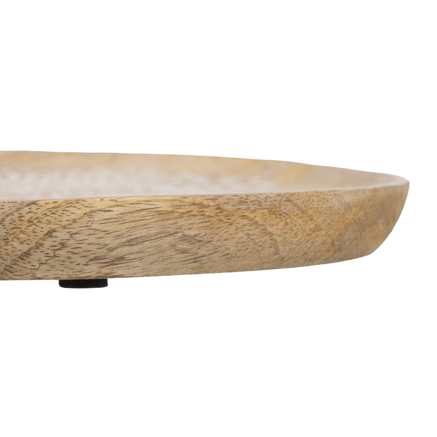 S/3 PLATO BLANCO-NATURAL MADERA DE MANGO 25 X 25 X 2,50 CM
