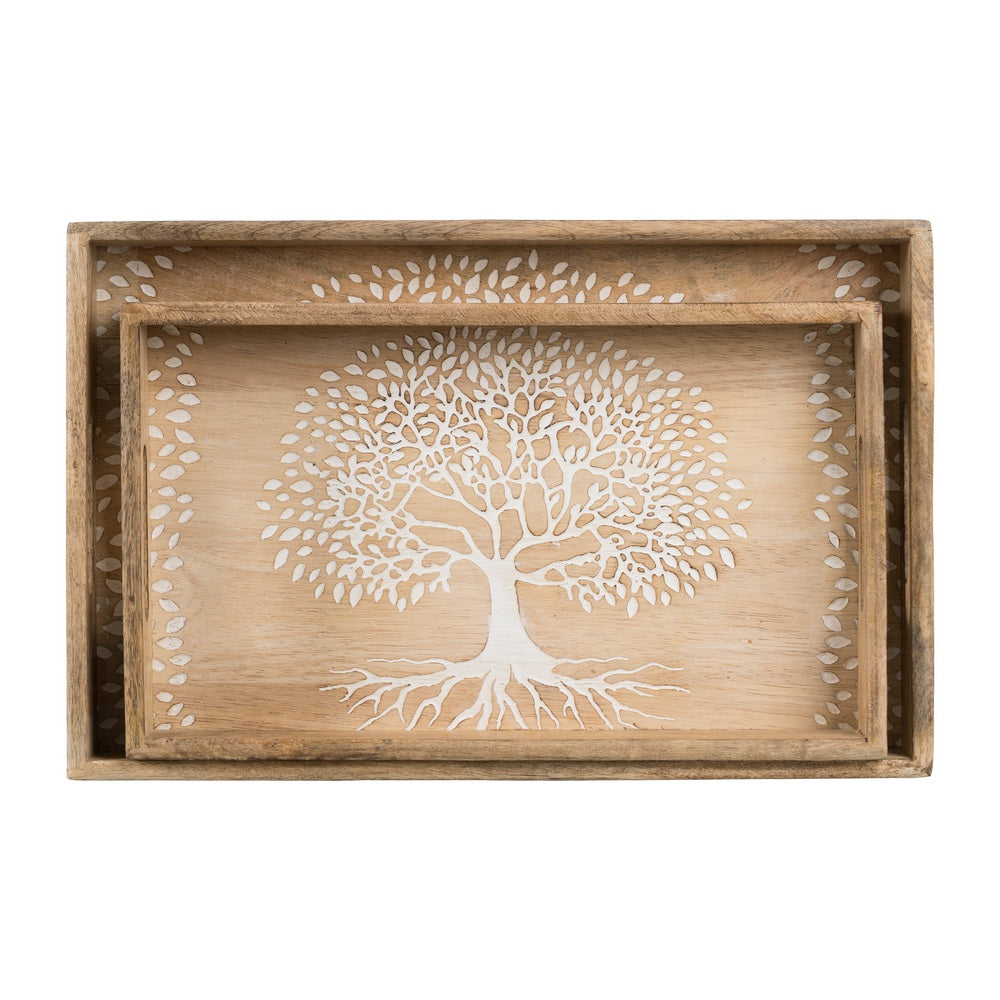 S/2 BANDEJAS BLANCO-NATURAL 43,50 X 27 X 5 CM