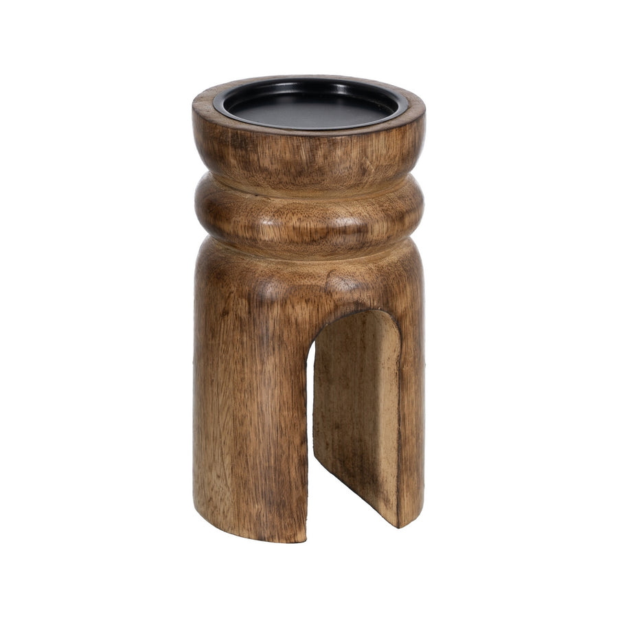 S/2 CANDELABRO NATURAL MADERA DE MANGO 11,50 X 11,50 X 23 CM