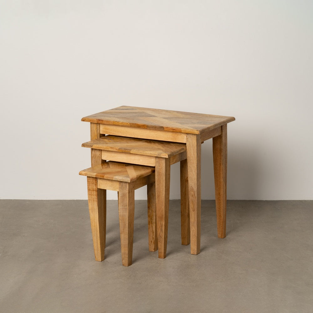 S/3 MESITAS NATURAL MADERA DE MANGO 56 X 35 X 54 CM