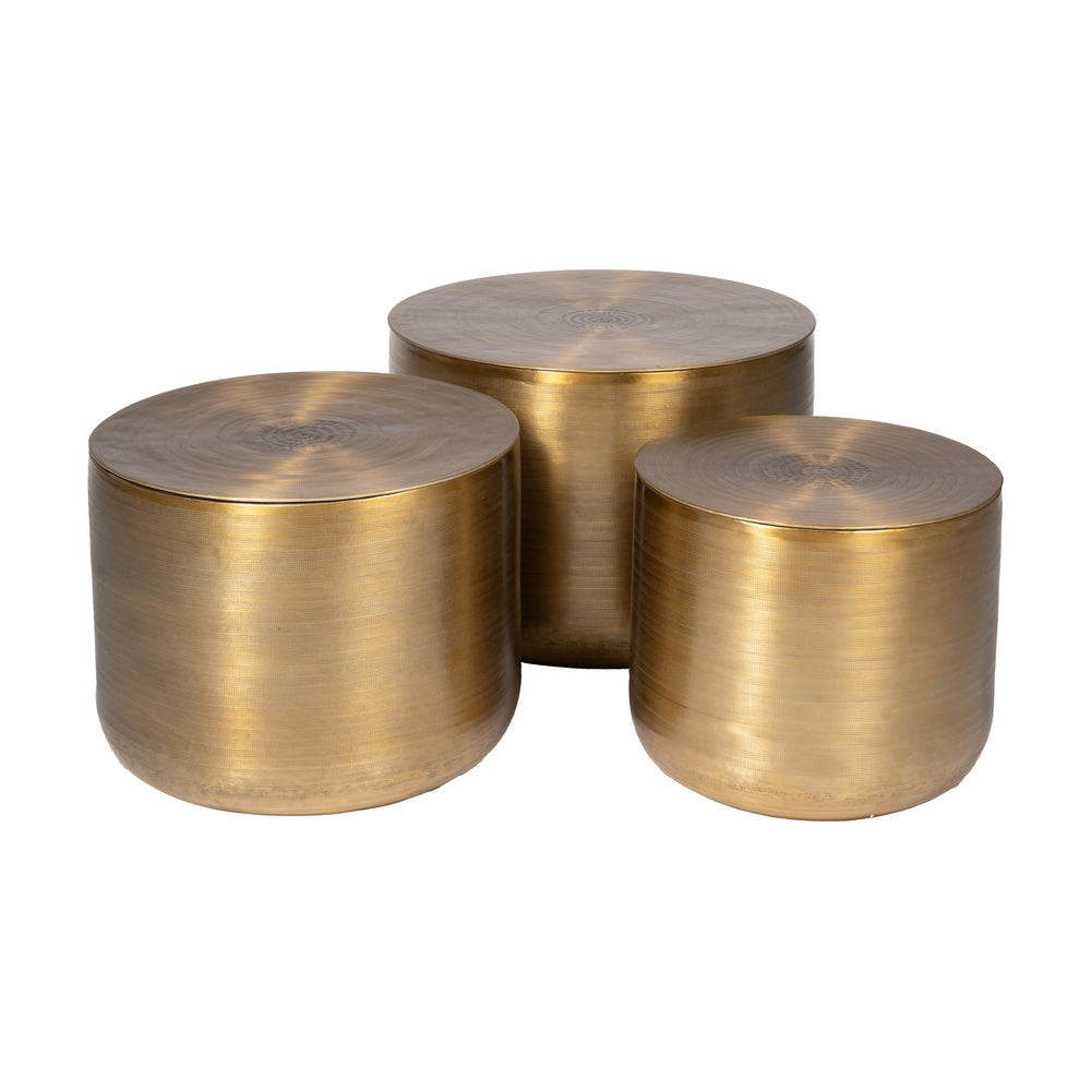 S/3 MESA AUXILIAR ORO VIEJO METAL 58,50 X 58,50 X 41,90 CM