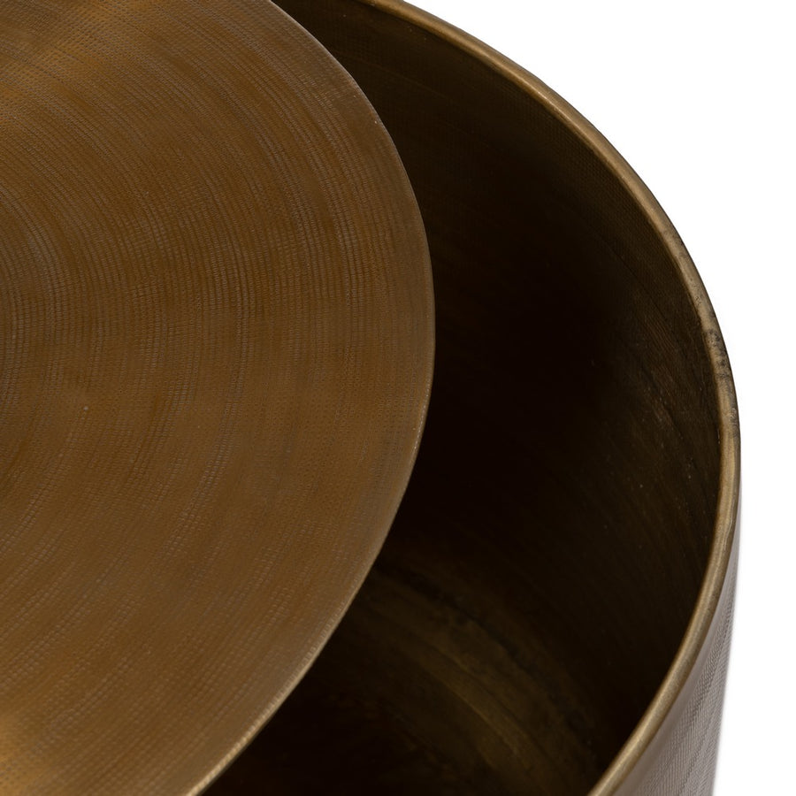S/3 MESA AUXILIAR ORO VIEJO METAL 58,50 X 58,50 X 41,90 CM