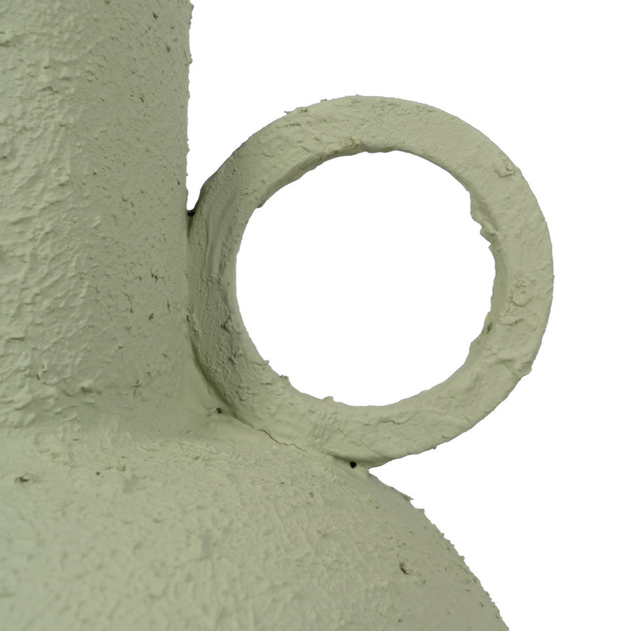 LIGHT GREEN METAL VASE 26 X 26 X 53 CM