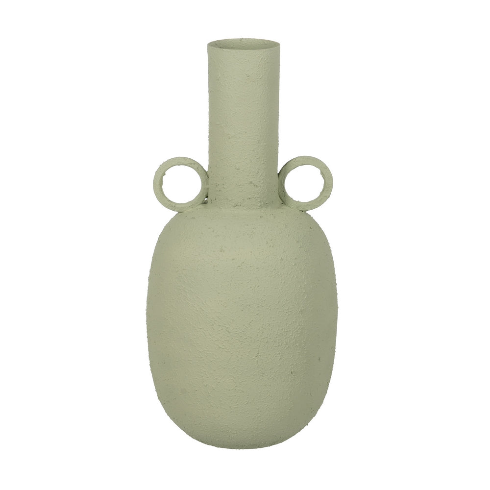 LIGHT GREEN METAL VASE 26 X 26 X 53 CM