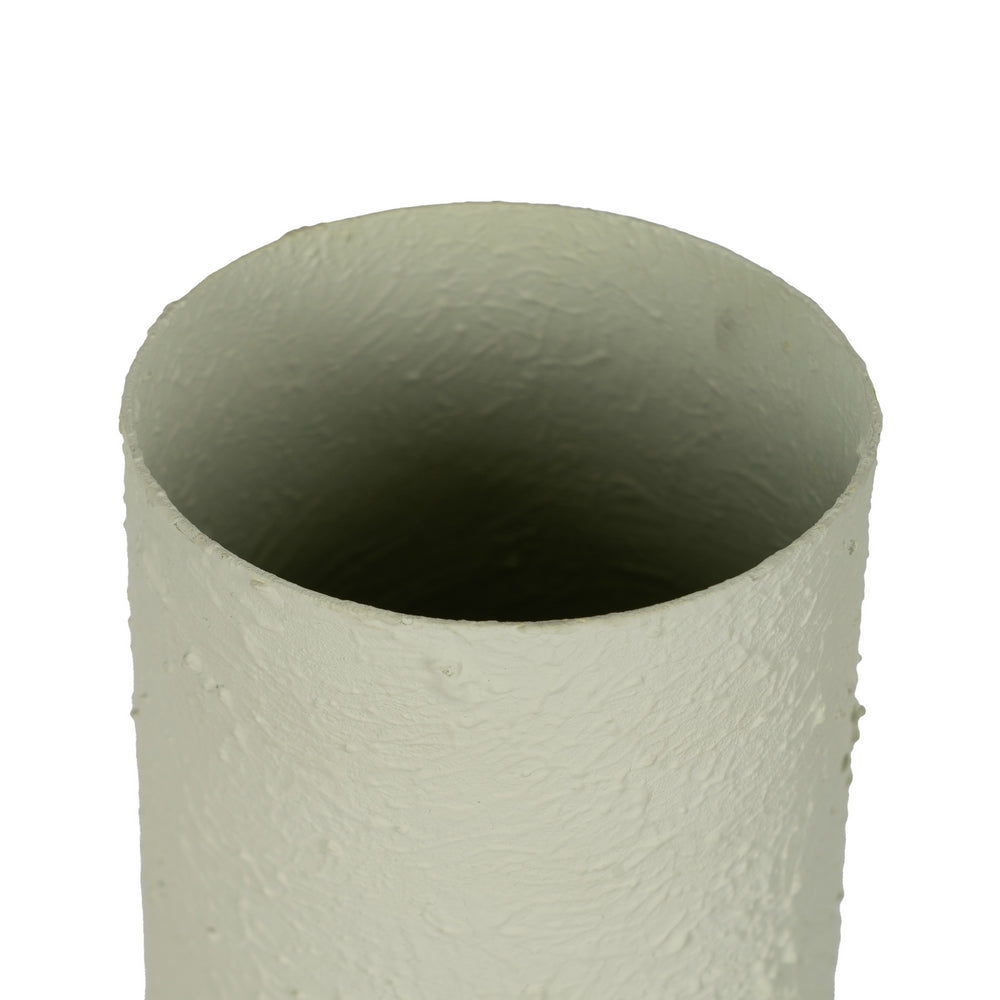 LIGHT GREEN METAL VASE 20 X 20 X 46 CM
