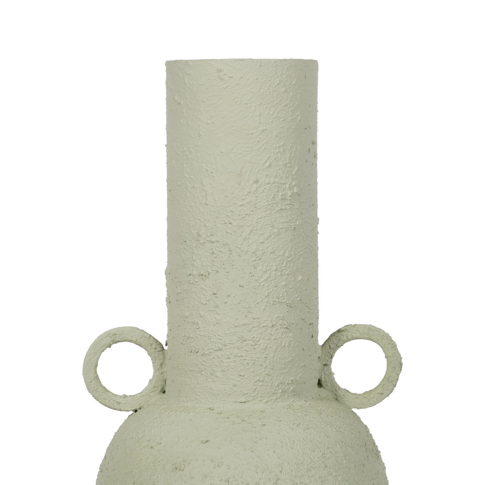 LIGHT GREEN METAL VASE 20 X 20 X 46 CM