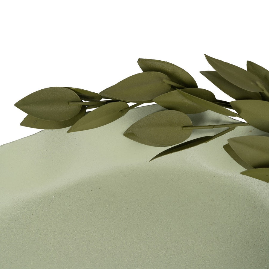 BANDEJA HOJAS VERDE METAL 40 X 24 X 7 CM