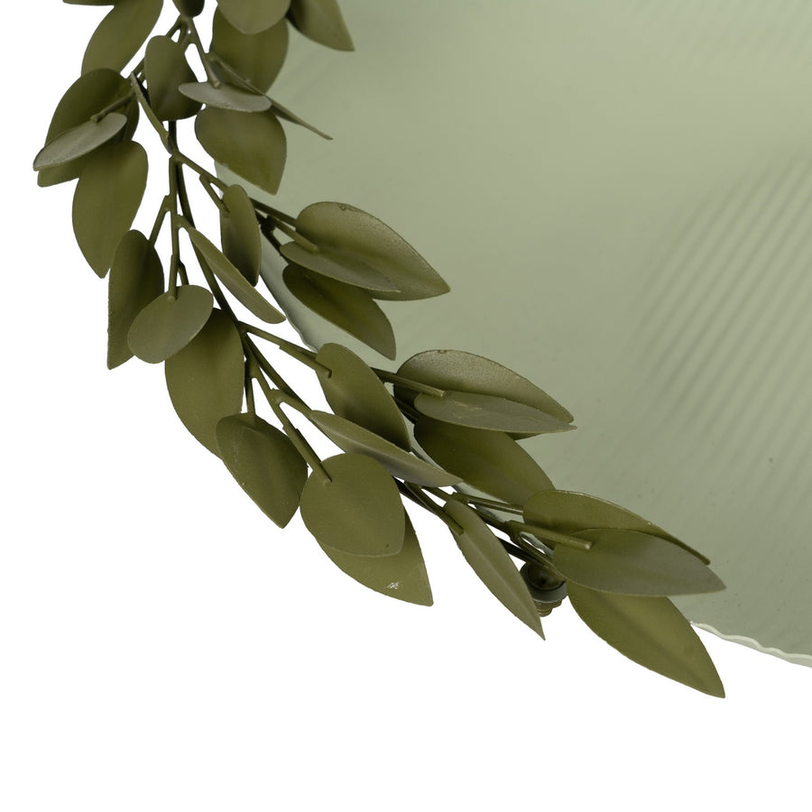 CENTRO MESA HOJAS VERDE METAL 40 X 40 X 13 CM