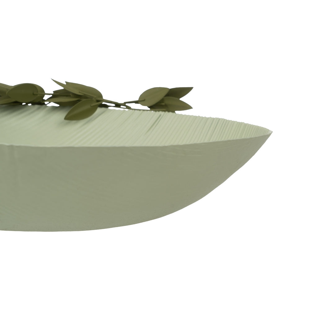 CENTRO MESA HOJAS VERDE METAL 40 X 40 X 13 CM
