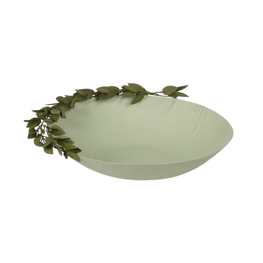 CENTRO MESA HOJAS VERDE METAL 40 X 40 X 13 CM