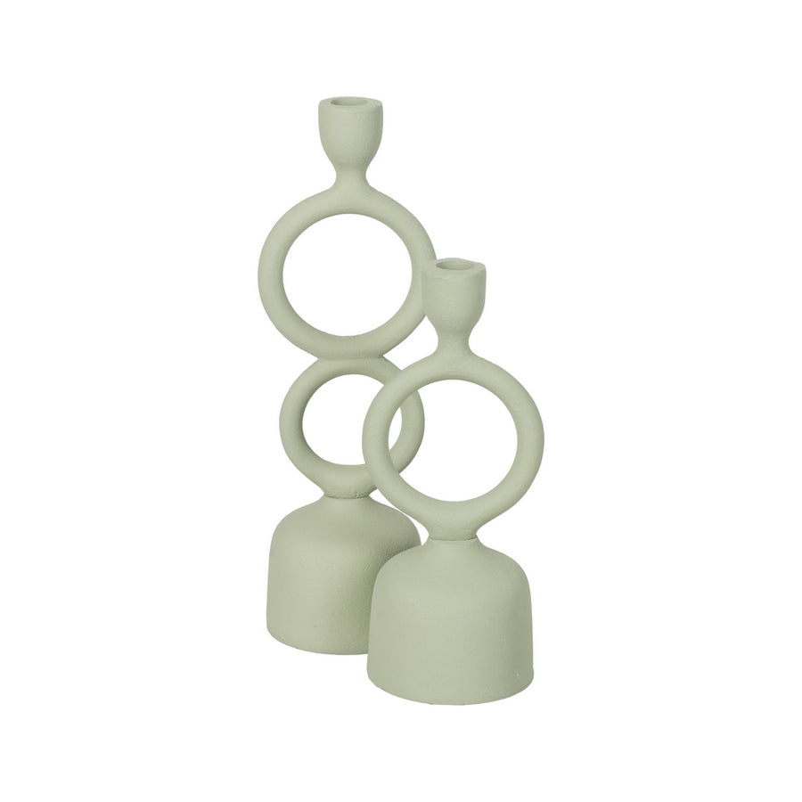PORTAVELAS VERDE CLARO METAL 9 X 7 X 32 CM