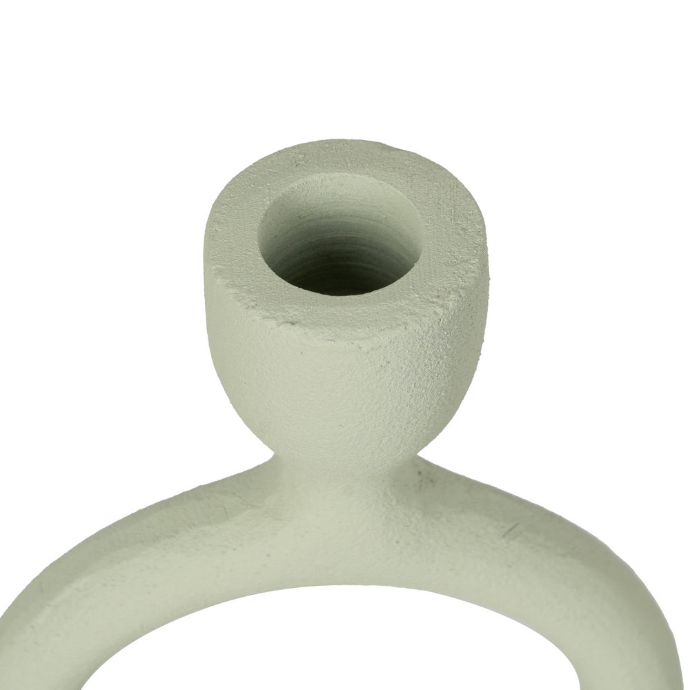 PORTAVELAS VERDE CLARO METAL 9 X 7 X 32 CM