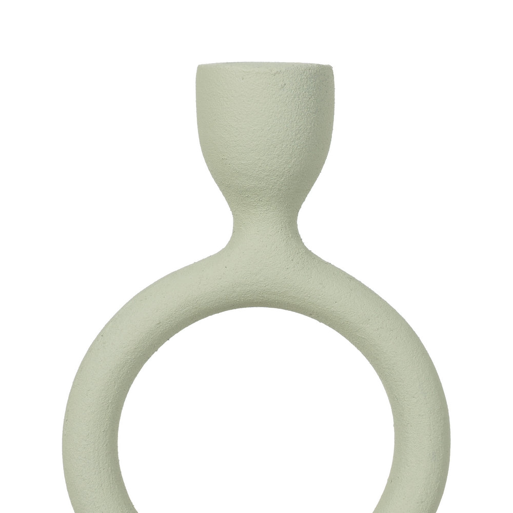 PORTAVELAS VERDE CLARO METAL 9 X 7 X 32 CM