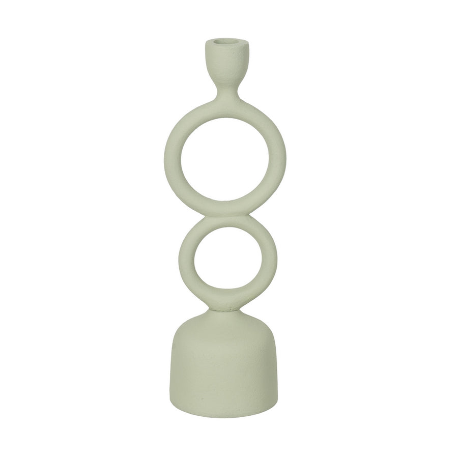 PORTAVELAS VERDE CLARO METAL 9 X 7 X 32 CM