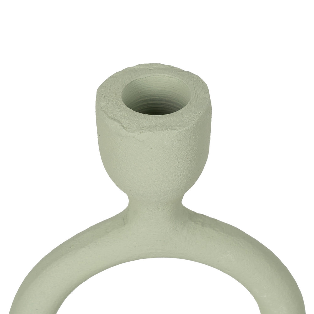 PORTAVELAS VERDE CLARO METAL 9 X 7 X 25 CM
