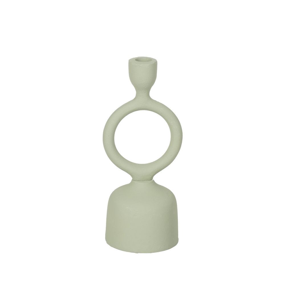 PORTAVELAS VERDE CLARO METAL 9 X 7 X 25 CM