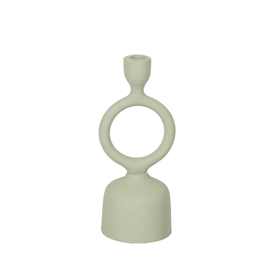 PORTAVELAS VERDE CLARO METAL 9 X 7 X 25 CM