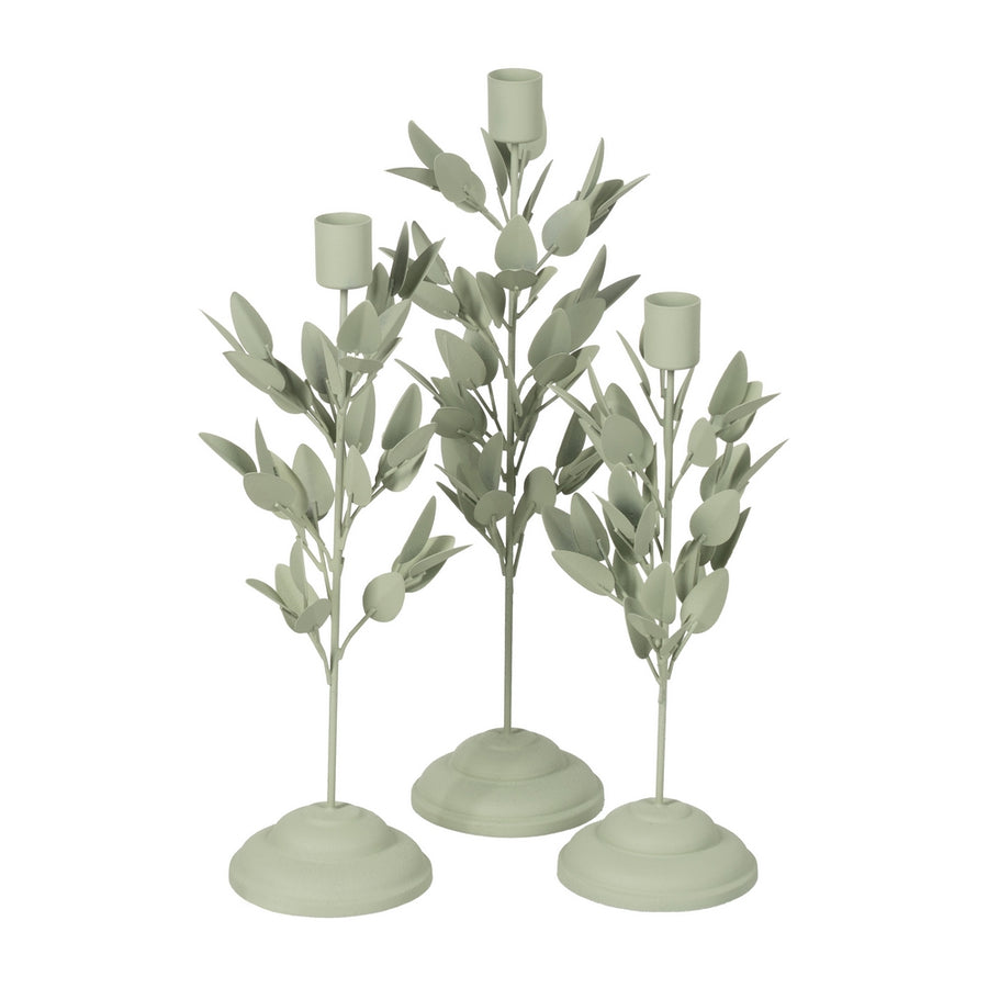 PORTAVELAS HOJAS METAL 8 X 8 X 29 CM