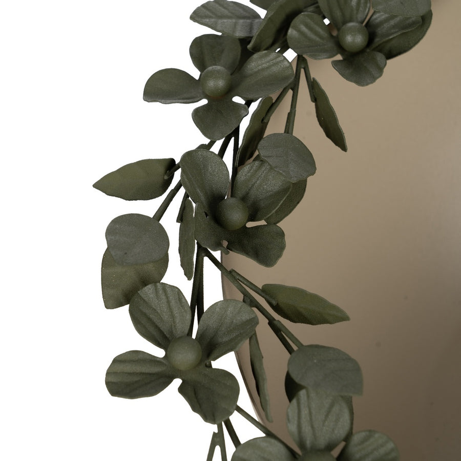CENTRO MESA FLORES BEIGE-VERDE METAL 33 X 33 X 15 CM