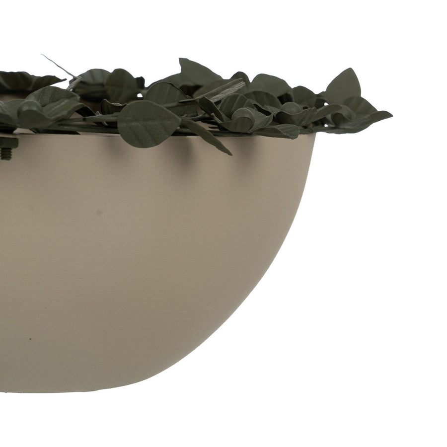 CENTRO MESA FLORES BEIGE-VERDE METAL 33 X 33 X 15 CM
