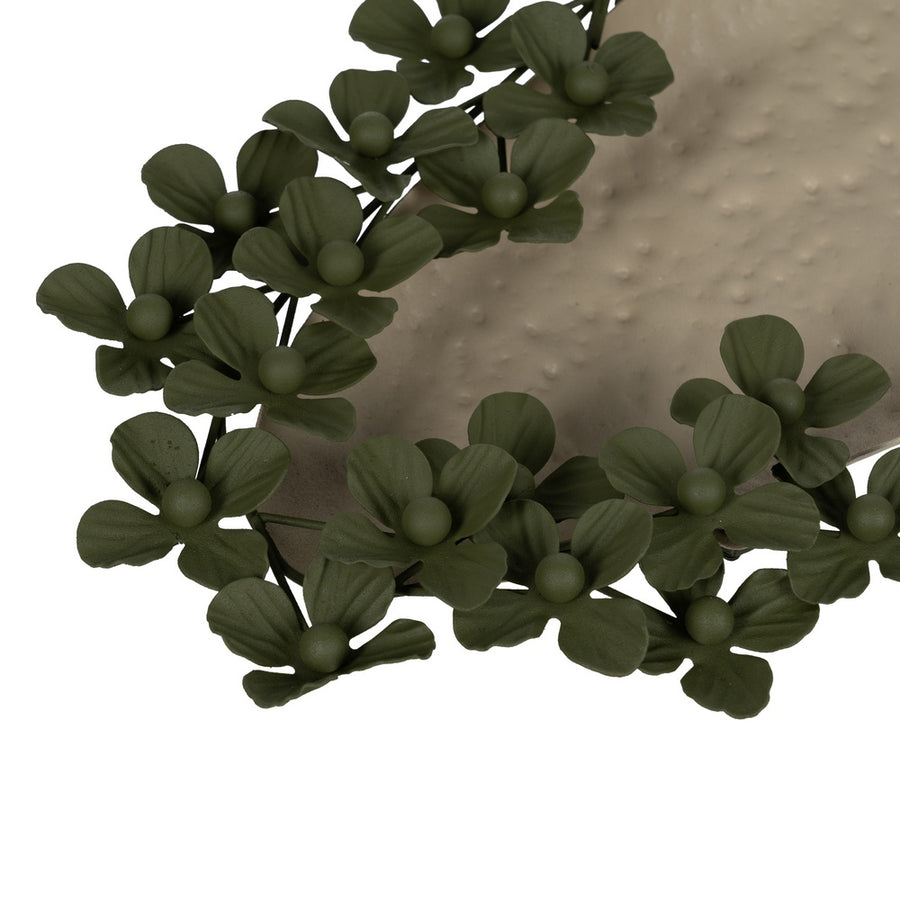 BANDEJA FLORES BEIGE-VERDE METAL 58 X 23 X 4 CM