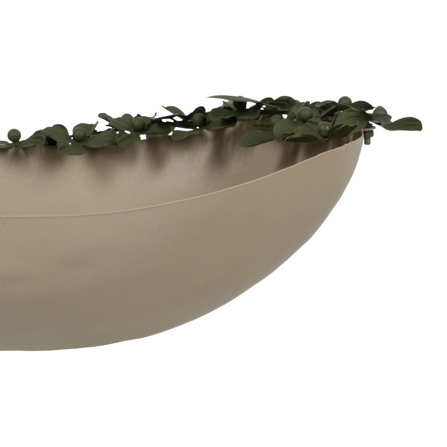 CENTRO MESA FLORES BEIGE-VERDE METAL 44 X 31 X 18 CM