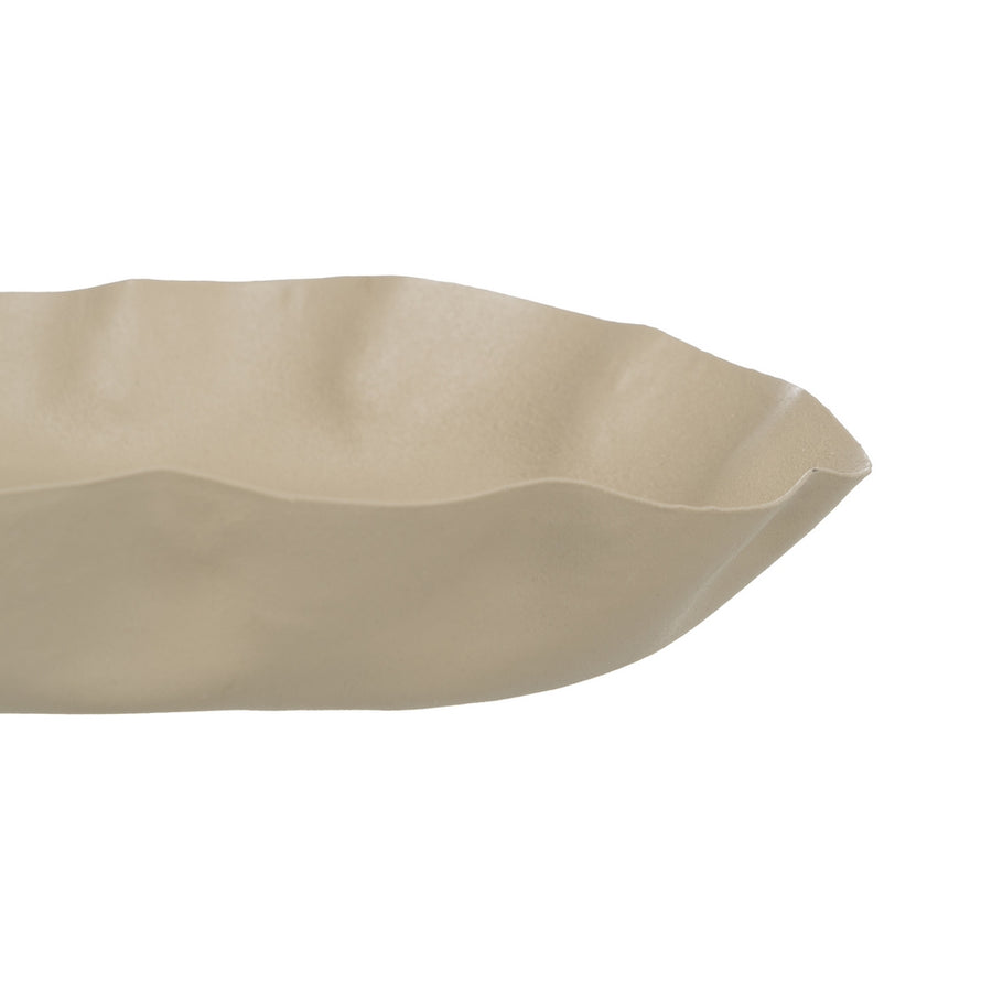 BANDEJA FLORES BEIGE-VERDE METAL 43 X 31 X 5 CM