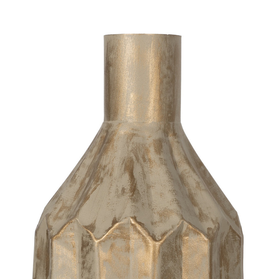 JARRÓN ORO-BEIGE METAL 23 X 23 X 52 CM