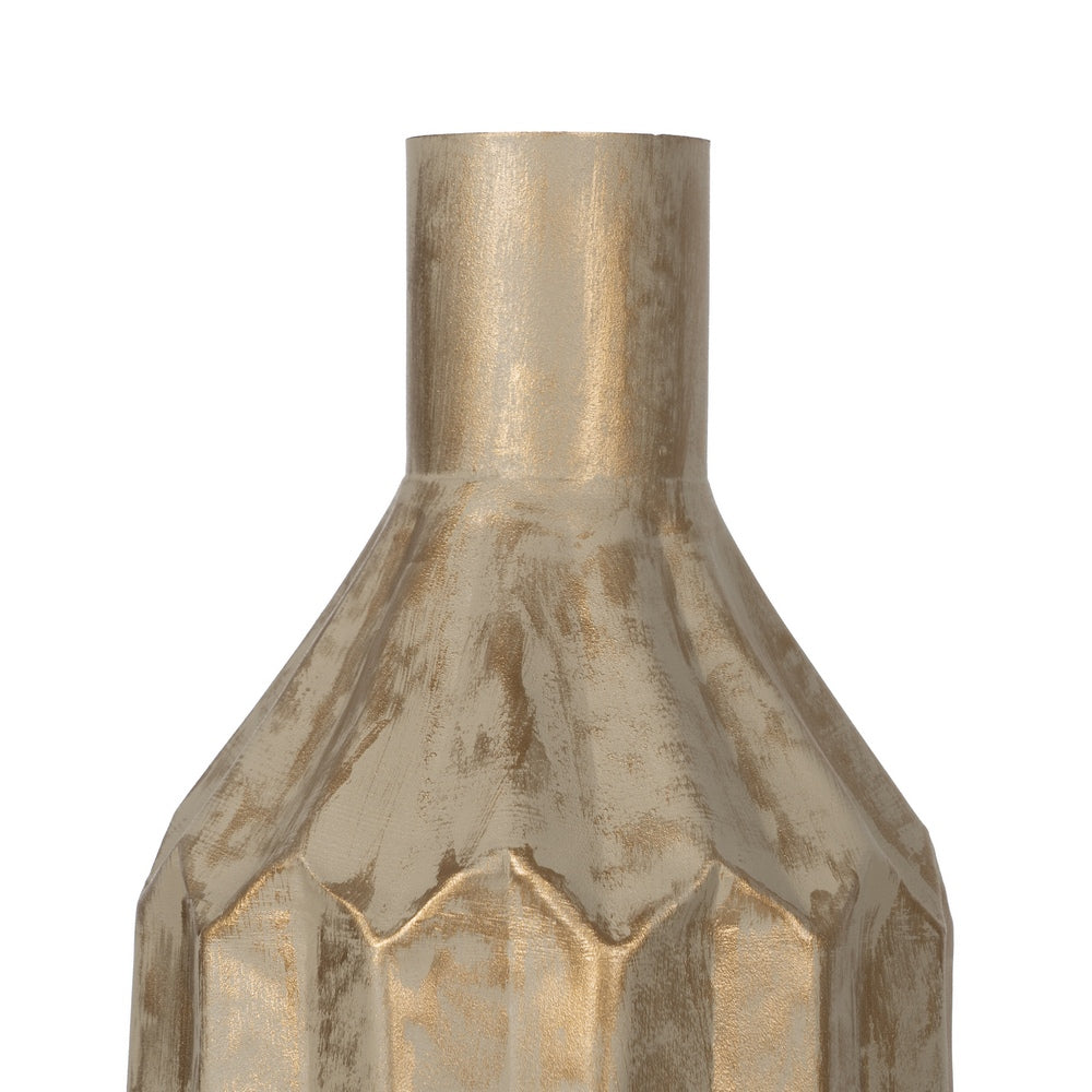GOLD-BEIGE METAL VASE 23 X 23 X 52 CM