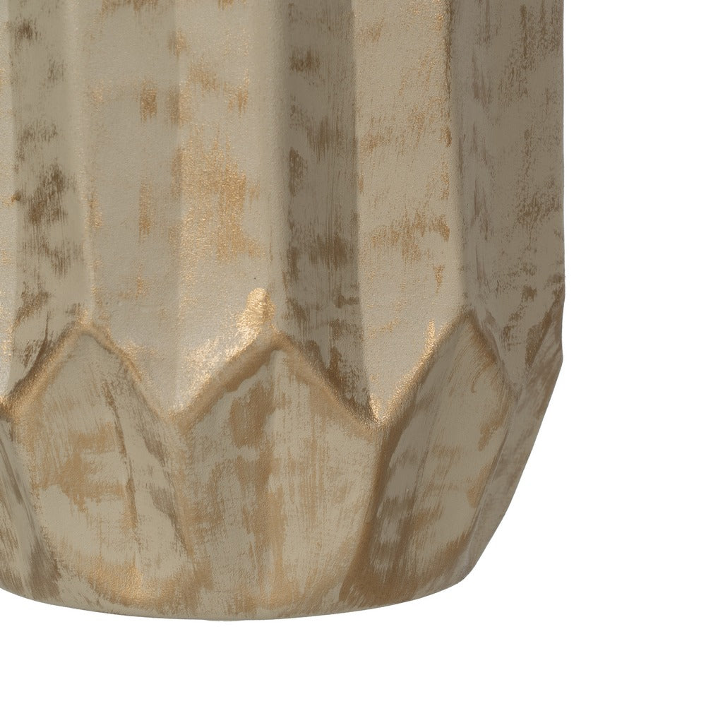 GOLD-BEIGE METAL VASE 23 X 23 X 52 CM