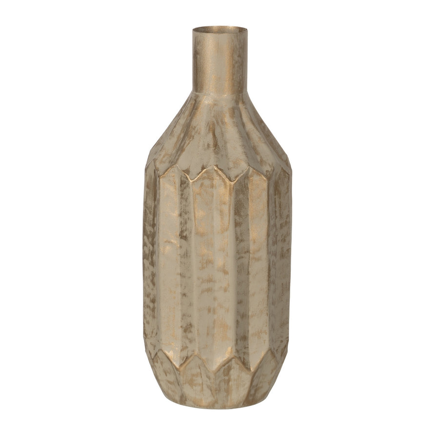 JARRÓN ORO-BEIGE METAL 23 X 23 X 52 CM