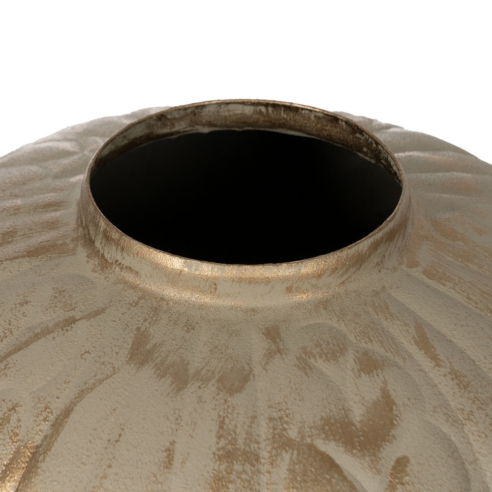 GOLD-BEIGE METAL VASE 25 X 25 X 33 CM