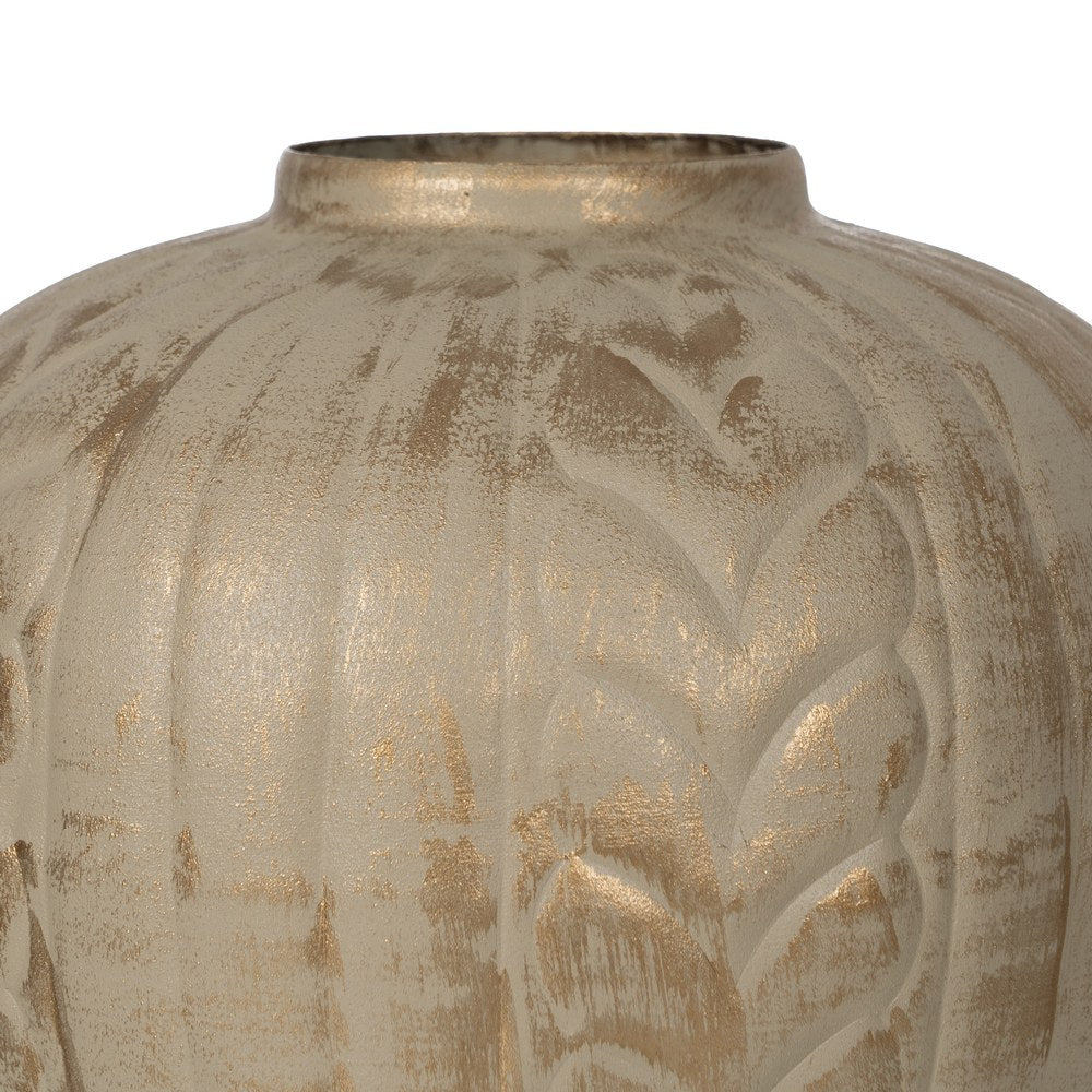 GOLD-BEIGE METAL VASE 25 X 25 X 33 CM