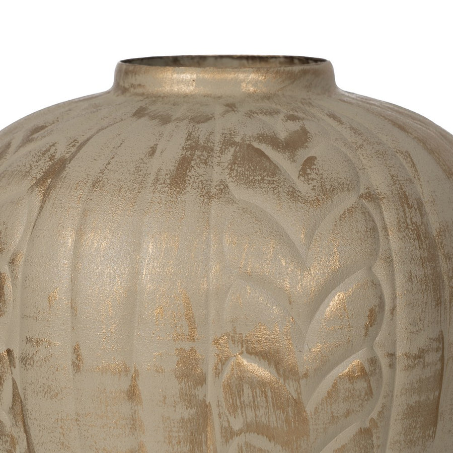 JARRÓN ORO-BEIGE METAL 25 X 25 X 33 CM