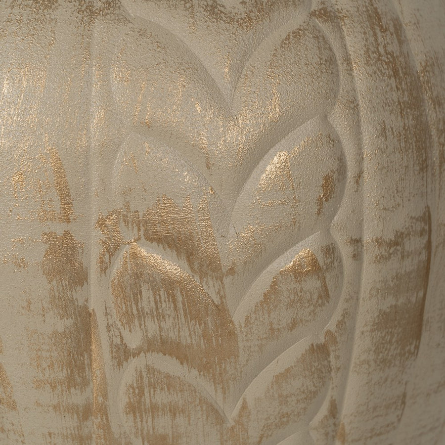 JARRÓN ORO-BEIGE METAL 25 X 25 X 33 CM