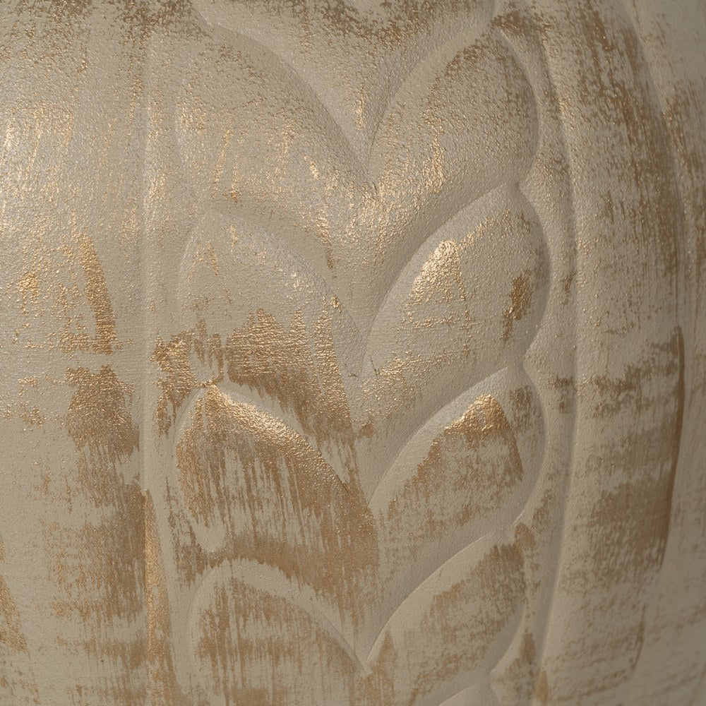 GOLD-BEIGE METAL VASE 25 X 25 X 33 CM