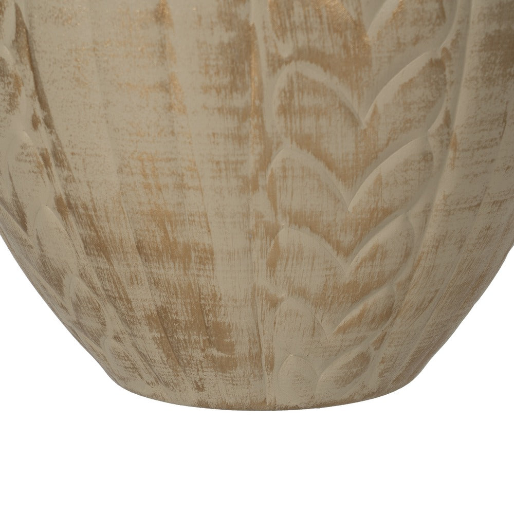 GOLD-BEIGE METAL VASE 25 X 25 X 33 CM