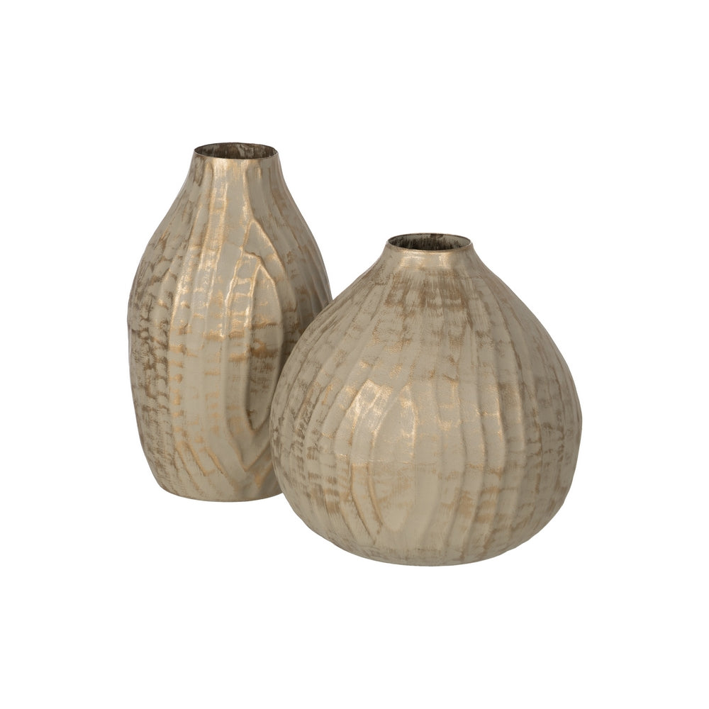 VASE GOLD-BEIGE METAL 16 X 16 X 30 CM