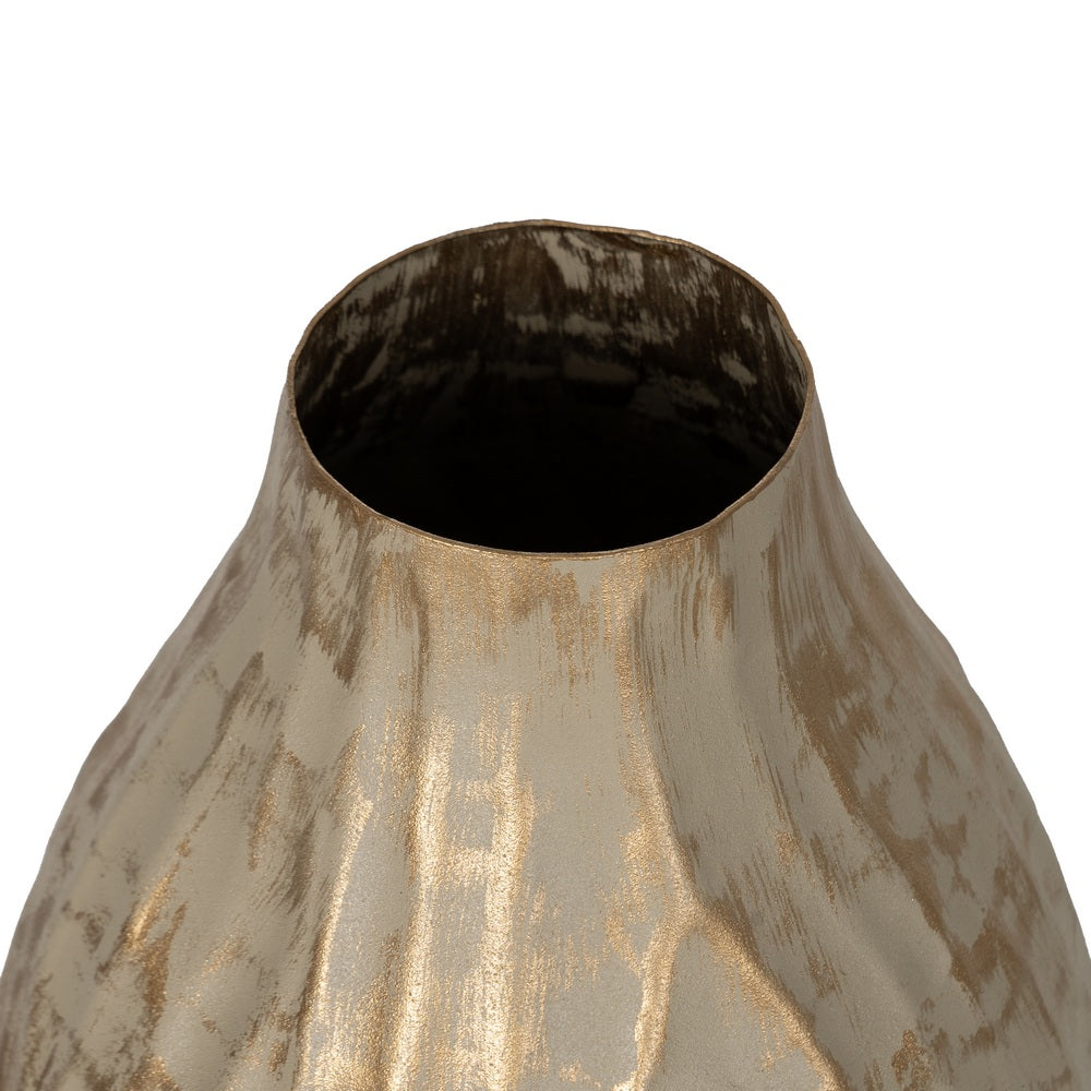 VASE GOLD-BEIGE METAL 16 X 16 X 30 CM