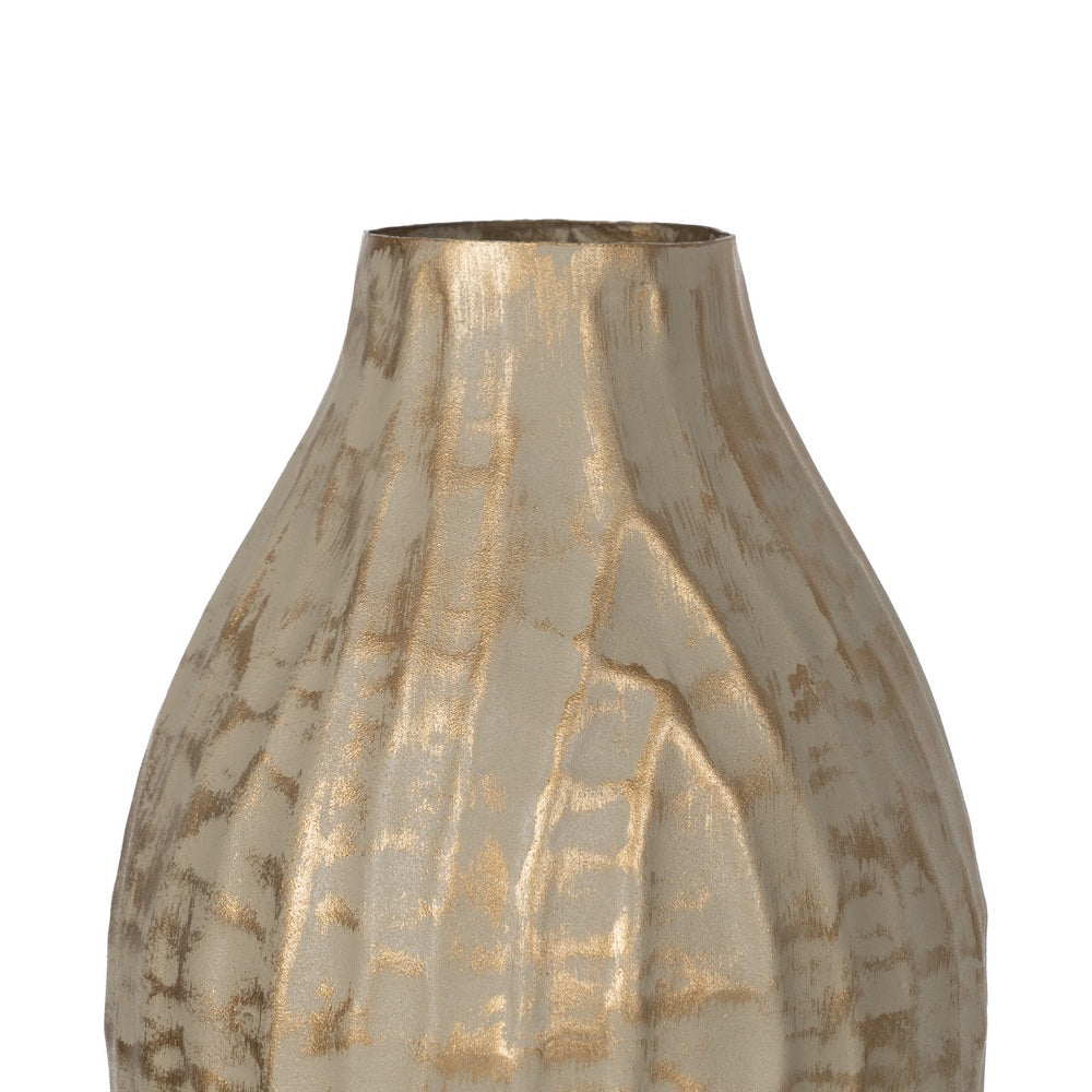 VASE GOLD-BEIGE METAL 16 X 16 X 30 CM