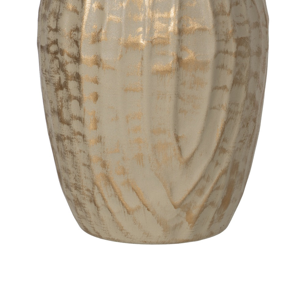 VASE GOLD-BEIGE METAL 16 X 16 X 30 CM