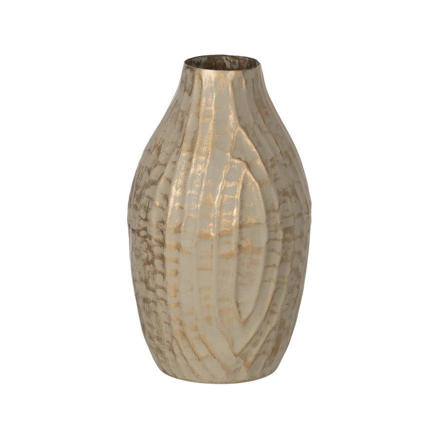 VASE GOLD-BEIGE METAL 16 X 16 X 30 CM